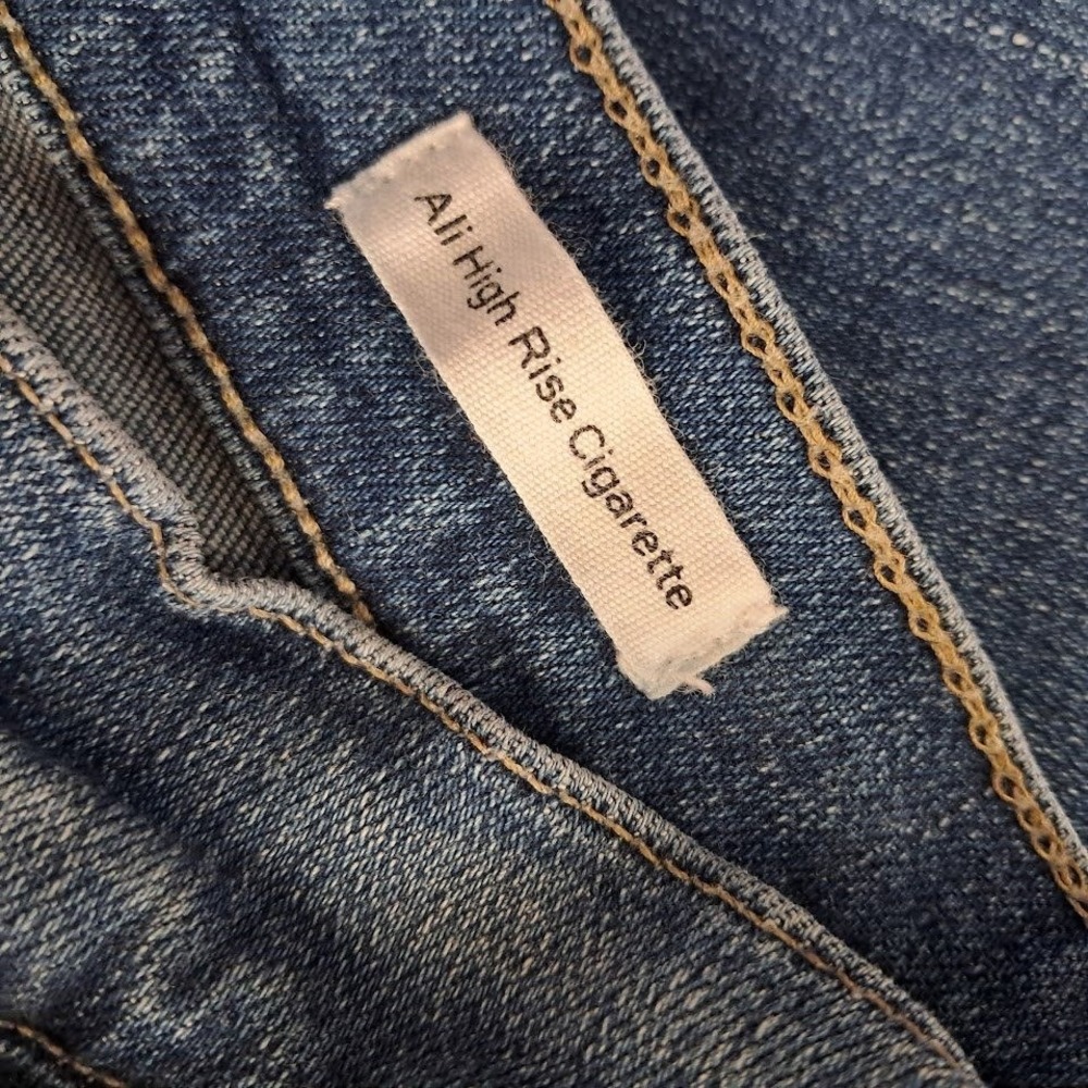 FRAME 31 Ali High Rise Cigarette Jeans Van Ness Wash Denim Raw Hem Ankle - Picture 8 of 10